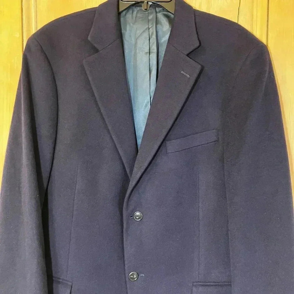 Lands' End Mens Vintage Y2K 100% Cashmere Luxury Blazer Jacket 43R Blue FA EXC - Picture 3 of 12